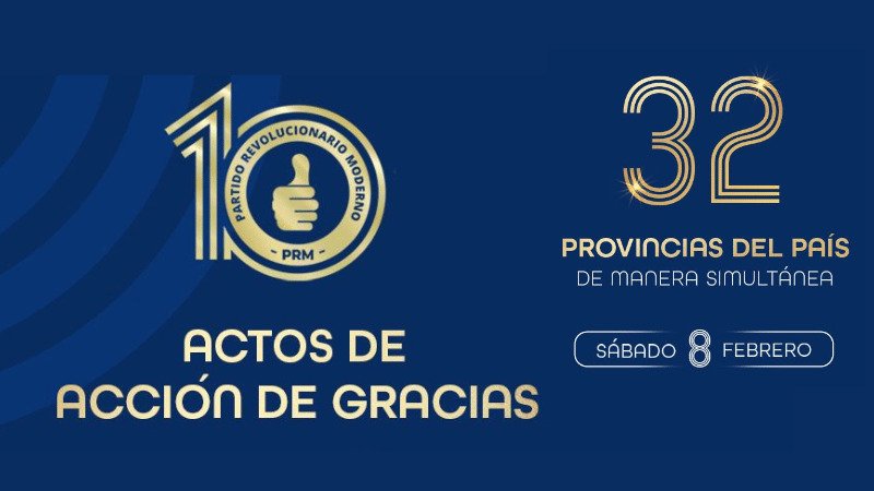 PRM celebrará 32 actos de acción de gracias simultáneos este sábado 8 de febrero