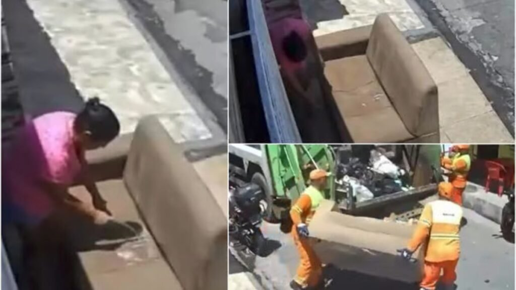 Mujer en Brasil recibe nuevo mueble tras viral confusión con recolectores de basura