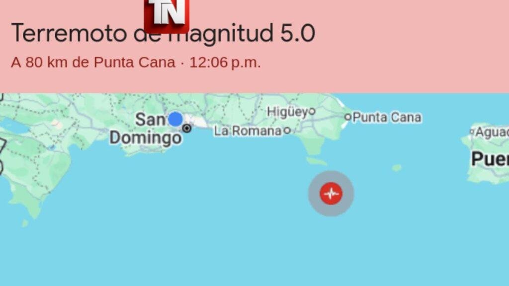Sismo de magnitud 5.0 sacude el este de República Dominicana y se siente en varias provincias