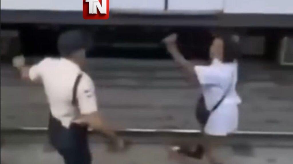 (Video)Mujer se lanza a la vía del Metro de SantoDomingo y ataca con arma blanca a la seguridad