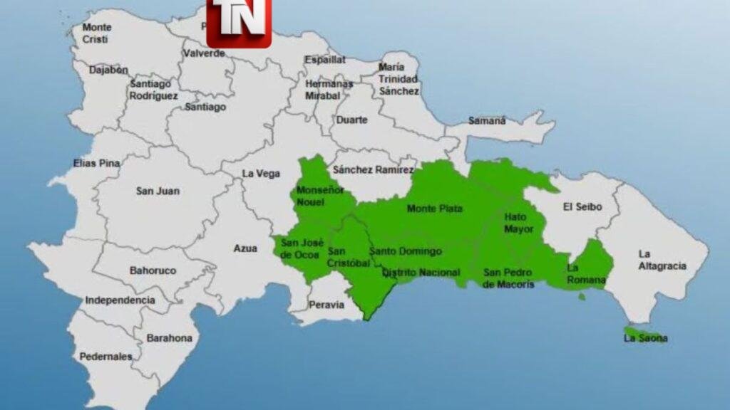 COE activa alerta verde en nueve provincias y el Distrito Nacional por lluvias