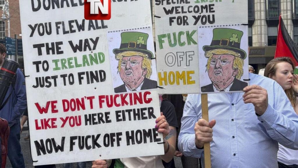 Protestas masivas contra Trump en Dublín